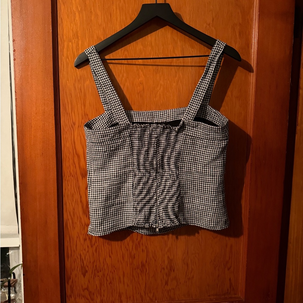 Quince Black and White Gingham Women's Top Size Medium - Picture 3 of 3